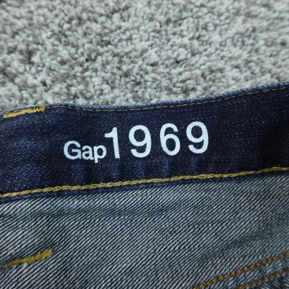 Gap Jeans Mens 40X32 Dark Blue Denim Pants 1969 Standard Straight Whisker Fade